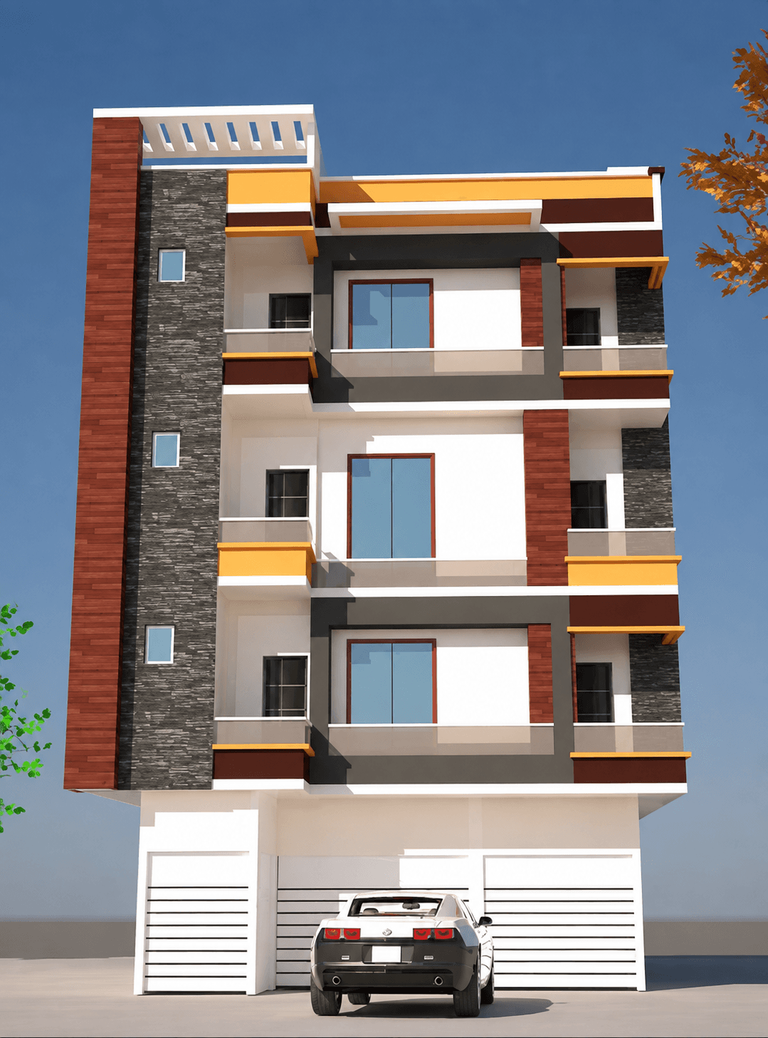 3D Architecture View Of G+3 Building & Open Tarrace Garden, Khardaha, Kolkata, year 2024 — residential project in Khardaha, Kolkata